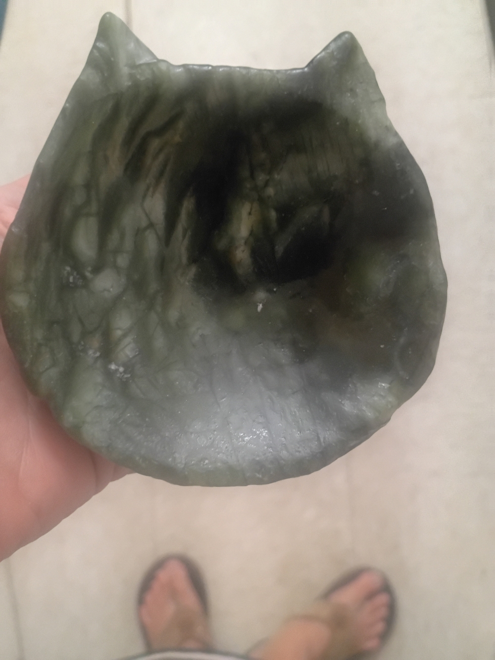 Moss Agate Cat Shaped Bowl